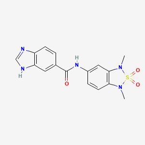 molecular formula C16H15N5O3S B2854686 N-(1,3-dimethyl-2,2-dioxido-1,3-dihydrobenzo[c][1,2,5]thiadiazol-5-yl)-1H-benzo[d]imidazole-5-carboxamide CAS No. 2034336-81-5