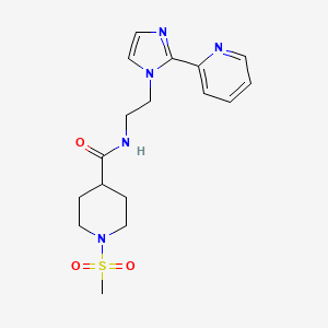 1-(methylsulfonyl)-N-(2-(2-(pyridin-2-yl)-1H-imidazol-1-yl)ethyl)piperidine-4-carboxamide