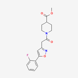 Methyl 1-(2-(5-(2-fluorophenyl)isoxazol-3-yl)acetyl)piperidine-4-carboxylate