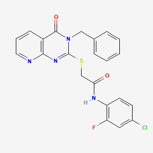 molecular formula C22H16ClFN4O2S B2854713 2-((3-benzyl-4-oxo-3,4-dihydropyrido[2,3-d]pyrimidin-2-yl)thio)-N-(4-chloro-2-fluorophenyl)acetamide CAS No. 902910-58-1