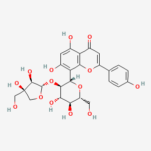 molecular formula C26H28O14 B2854718 8-[(2S,3R,4S,5S,6R)-3-[(2S,3R,4R)-3,4-dihydroxy-4-(hydroxymethyl)oxolan-2-yl]oxy-4,5-dihydroxy-6-(hydroxymethyl)oxan-2-yl]-5,7-dihydroxy-2-(4-hydroxyphenyl)chromen-4-one CAS No. 1275615-11-6
