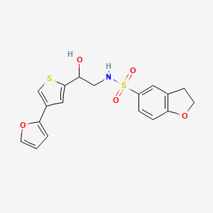 N-[2-[4-(Furan-2-yl)thiophen-2-yl]-2-hydroxyethyl]-2,3-dihydro-1-benzofuran-5-sulfonamide