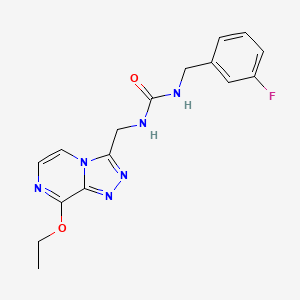 molecular formula C16H17FN6O2 B2854730 1-((8-Ethoxy-[1,2,4]triazolo[4,3-a]pyrazin-3-yl)methyl)-3-(3-fluorobenzyl)urea CAS No. 2034320-32-4