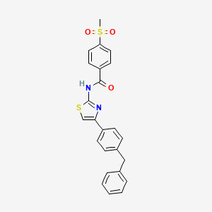 molecular formula C24H20N2O3S2 B2854741 N-(4-(4-benzylphenyl)thiazol-2-yl)-4-(methylsulfonyl)benzamide CAS No. 896027-98-8
