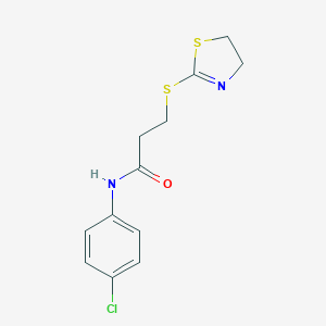 molecular formula C12H13ClN2OS2 B285475 N-(4-chlorophenyl)-3-(4,5-dihydro-1,3-thiazol-2-ylsulfanyl)propanamide 