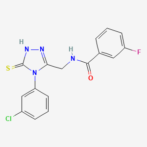 molecular formula C16H12ClFN4OS B2854761 N-((4-(3-chlorophenyl)-5-thioxo-4,5-dihydro-1H-1,2,4-triazol-3-yl)methyl)-3-fluorobenzamide CAS No. 391886-41-2