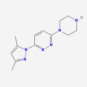 molecular formula C13H18N6 B2854775 3-(3,5-dimethyl-1H-pyrazol-1-yl)-6-(piperazin-1-yl)pyridazine CAS No. 1279219-11-2