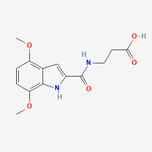 molecular formula C14H16N2O5 B2854779 3-[(4,7-dimethoxy-1H-indole-2-carbonyl)amino]propanoic acid CAS No. 903190-14-7