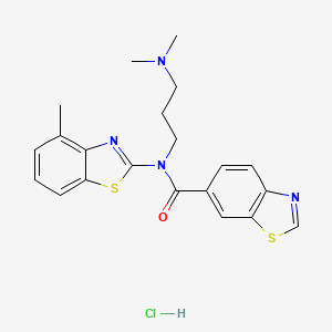 molecular formula C21H23ClN4OS2 B2854783 N-(3-(dimethylamino)propyl)-N-(4-methylbenzo[d]thiazol-2-yl)benzo[d]thiazole-6-carboxamide hydrochloride CAS No. 1215752-36-5