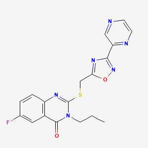 6-fluoro-3-propyl-2-(((3-(pyrazin-2-yl)-1,2,4-oxadiazol-5-yl)methyl)thio)quinazolin-4(3H)-one
