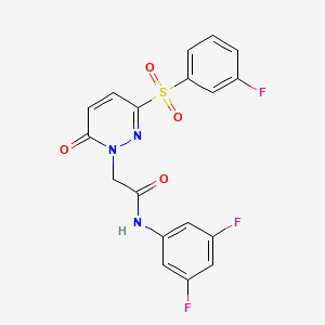molecular formula C18H12F3N3O4S B2854830 N-(3,5-二氟苯基)-2-(3-((3-氟苯基)磺酰基)-6-氧代吡ridazin-1(6H)-基)乙酰胺 CAS No. 1251573-54-2