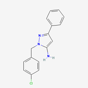 molecular formula C16H14ClN3 B2854842 2-(4-Chloro-benzyl)-5-phenyl-2H-pyrazol-3-ylamine CAS No. 245556-52-9