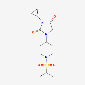 molecular formula C14H23N3O4S B2854847 3-Cyclopropyl-1-[1-(propane-2-sulfonyl)piperidin-4-yl]imidazolidine-2,4-dione CAS No. 2097862-60-5
