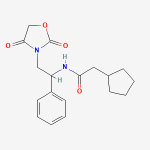 molecular formula C18H22N2O4 B2854850 2-cyclopentyl-N-(2-(2,4-dioxooxazolidin-3-yl)-1-phenylethyl)acetamide CAS No. 1903407-23-7