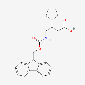 molecular formula C24H27NO4 B2854855 3-cyclopentyl-4-({[(9H-fluoren-9-yl)methoxy]carbonyl}amino)butanoic acid CAS No. 2137851-66-0