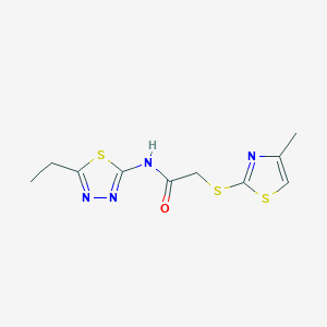 molecular formula C10H12N4OS3 B285488 N-(5-ethyl-1,3,4-thiadiazol-2-yl)-2-[(4-methyl-1,3-thiazol-2-yl)sulfanyl]acetamide 