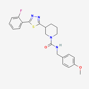 3-(5-(2-fluorophenyl)-1,3,4-thiadiazol-2-yl)-N-(4-methoxybenzyl)piperidine-1-carboxamide