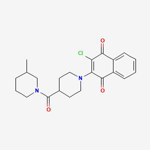 molecular formula C22H25ClN2O3 B2854891 2-Chloro-3-{4-[(3-methylpiperidino)carbonyl]piperidino}naphthoquinone CAS No. 439108-69-7