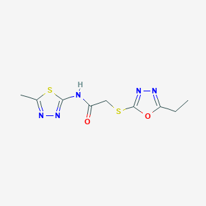 molecular formula C9H11N5O2S2 B285490 2-[(5-ethyl-1,3,4-oxadiazol-2-yl)sulfanyl]-N-(5-methyl-1,3,4-thiadiazol-2-yl)acetamide 