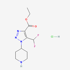 ethyl 5-(difluoromethyl)-1-(piperidin-4-yl)-1H-1,2,3-triazole-4-carboxylate hydrochloride