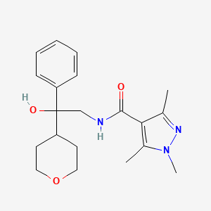 N-(2-hydroxy-2-phenyl-2-(tetrahydro-2H-pyran-4-yl)ethyl)-1,3,5-trimethyl-1H-pyrazole-4-carboxamide