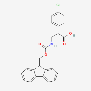 molecular formula C24H20ClNO4 B2854911 3-((((9H-fluoren-9-yl)methoxy)carbonyl)amino)-2-(4-chlorophenyl)propanoic acid CAS No. 683217-64-3