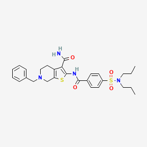 molecular formula C28H34N4O4S2 B2854916 6-benzyl-2-[[4-(dipropylsulfamoyl)benzoyl]amino]-5,7-dihydro-4H-thieno[2,3-c]pyridine-3-carboxamide CAS No. 524691-74-5