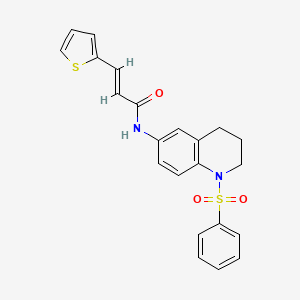 molecular formula C22H20N2O3S2 B2854917 (E)-N-(1-(phenylsulfonyl)-1,2,3,4-tetrahydroquinolin-6-yl)-3-(thiophen-2-yl)acrylamide CAS No. 1331590-77-2