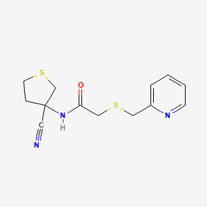 molecular formula C13H15N3OS2 B2854918 N-(3-cyanothiolan-3-yl)-2-{[(pyridin-2-yl)methyl]sulfanyl}acetamide CAS No. 1258701-27-7