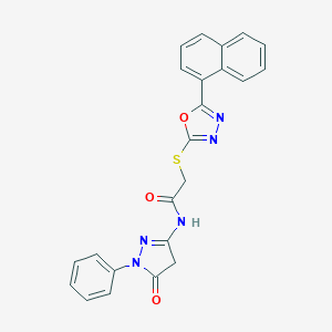 2-{[5-(1-naphthyl)-1,3,4-oxadiazol-2-yl]sulfanyl}-N-(5-oxo-1-phenyl-4,5-dihydro-1H-pyrazol-3-yl)acetamide