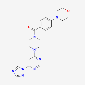 molecular formula C21H24N8O2 B2854939 (4-(6-(1H-1,2,4-triazol-1-yl)pyrimidin-4-yl)piperazin-1-yl)(4-morpholinophenyl)methanone CAS No. 1705867-26-0