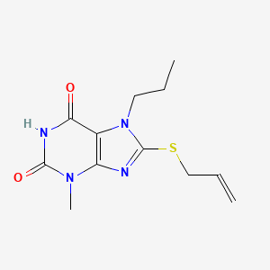 molecular formula C12H16N4O2S B2854956 3-Methyl-8-prop-2-enylsulfanyl-7-propylpurine-2,6-dione CAS No. 327170-35-4