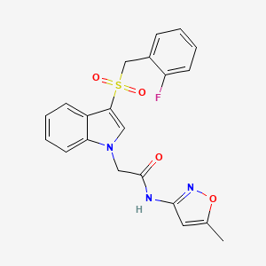 molecular formula C21H18FN3O4S B2854967 2-(3-((2-fluorobenzyl)sulfonyl)-1H-indol-1-yl)-N-(5-methylisoxazol-3-yl)acetamide CAS No. 894027-88-4