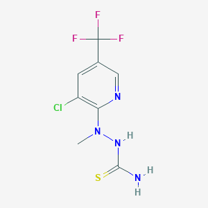 molecular formula C8H8ClF3N4S B2854971 2-[3-Chloro-5-(trifluoromethyl)-2-pyridinyl]-2-methyl-1-hydrazinecarbothioamide CAS No. 672951-20-1