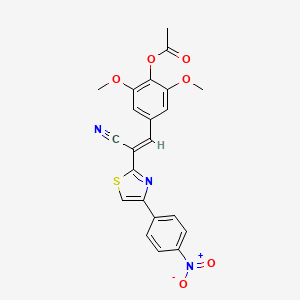 (E)-4-(2-cyano-2-(4-(4-nitrophenyl)thiazol-2-yl)vinyl)-2,6-dimethoxyphenyl acetate