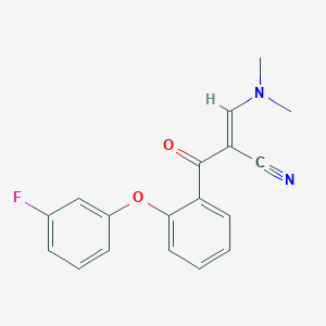 molecular formula C18H15FN2O2 B2854979 (E)-3-(dimethylamino)-2-[2-(3-fluorophenoxy)benzoyl]-2-propenenitrile CAS No. 136562-92-0