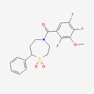 molecular formula C19H18F3NO4S B2854980 (1,1-Dioxido-7-phenyl-1,4-thiazepan-4-yl)(2,4,5-trifluoro-3-methoxyphenyl)methanone CAS No. 2034527-81-4