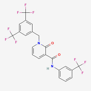 molecular formula C22H13F9N2O2 B2854998 1-(3,5-Bis(trifluoromethyl)benzyl)-2-oxo-N-(3-(trifluoromethyl)phenyl)-1,2-dihydro-3-pyridinecarboxamide CAS No. 338781-94-5