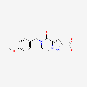 molecular formula C16H17N3O4 B2855005 Methyl 5-(4-methoxybenzyl)-4-oxo-4,5,6,7-tetrahydropyrazolo[1,5-a]pyrazine-2-carboxylate CAS No. 477845-47-9