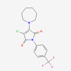 molecular formula C17H16ClF3N2O2 B2855016 3-(氮杂环戊-1-基)-4-氯-1-[4-(三氟甲基)苯基]吡咯-2,5-二酮 CAS No. 2116281-10-6