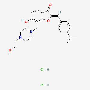 molecular formula C25H32Cl2N2O4 B2855027 (Z)-6-羟基-7-((4-(2-羟乙基)哌嗪-1-基)甲基)-2-(4-异丙基苄叉)-苯并呋喃-3(2H)-酮二盐酸盐 CAS No. 1177524-32-1