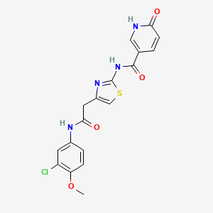 molecular formula C18H15ClN4O4S B2855028 N-(4-(2-((3-chloro-4-methoxyphenyl)amino)-2-oxoethyl)thiazol-2-yl)-6-oxo-1,6-dihydropyridine-3-carboxamide CAS No. 946234-00-0