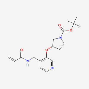 molecular formula C18H25N3O4 B2855032 Tert-butyl (3S)-3-[4-[(prop-2-enoylamino)methyl]pyridin-3-yl]oxypyrrolidine-1-carboxylate CAS No. 2411180-28-2