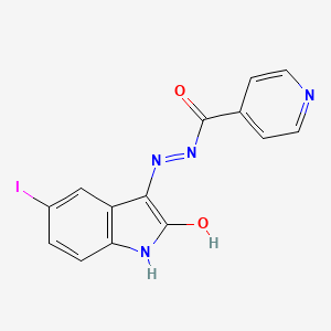 molecular formula C14H9IN4O2 B2855036 3-(Isonicotinylhydrazidyl)-5-iodo-2-oxoindoline CAS No. 52540-99-5