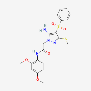 B2855039 2-(5-amino-3-(methylthio)-4-(phenylsulfonyl)-1H-pyrazol-1-yl)-N-(2,4-dimethoxyphenyl)acetamide CAS No. 1019097-77-8