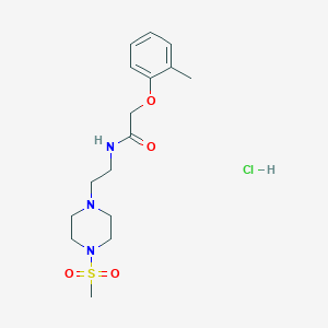 molecular formula C16H26ClN3O4S B2855041 N-(2-(4-(methylsulfonyl)piperazin-1-yl)ethyl)-2-(o-tolyloxy)acetamide hydrochloride CAS No. 1351590-29-8