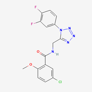 molecular formula C16H12ClF2N5O2 B2855042 5-chloro-N-((1-(3,4-difluorophenyl)-1H-tetrazol-5-yl)methyl)-2-methoxybenzamide CAS No. 1005306-45-5