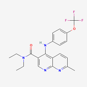molecular formula C21H21F3N4O2 B2855050 N,N-diethyl-7-methyl-4-((4-(trifluoromethoxy)phenyl)amino)-1,8-naphthyridine-3-carboxamide CAS No. 1251677-97-0