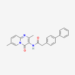 molecular formula C24H21N3O2 B2855052 2-([1,1'-联苯]-4-基)-N-(2,7-二甲基-4-氧代-4H-吡啶并[1,2-a]嘧啶-3-基)乙酰胺 CAS No. 946337-03-7