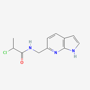 molecular formula C11H12ClN3O B2855058 2-Chloro-N-(1H-pyrrolo[2,3-b]pyridin-6-ylmethyl)propanamide CAS No. 2411256-84-1